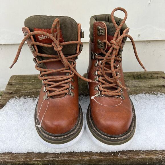 Simms Freestone Fly Fishing Boots Brown Leather Felt Cleat Soles Mens Size 4 - Picture 2 of 7